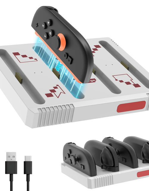 Load image into Gallery viewer, Eastfine Retro Style Nintendo Switch 2 Joy-Con Charger Station LED White Red
