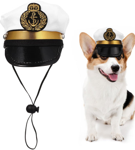 BESPORTBLE Small Dog Captain Sailor Hat Marine Admiral Costume Black