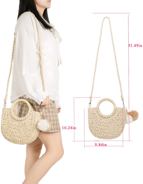 Load image into Gallery viewer, Garemcy Women's Straw Crossbody Mini Travel Shoulder Tote Bag Beige
