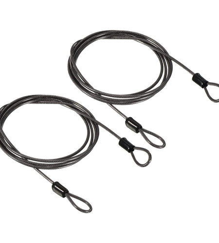 PATIKIL Security Steel Cable 2.5mm x 1.5m Black Double Loop 2 Pack