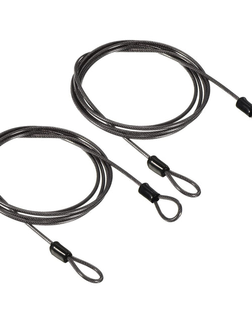 Load image into Gallery viewer, PATIKIL Security Steel Cable 2.5mm x 1.5m Black Double Loop 2 Pack
