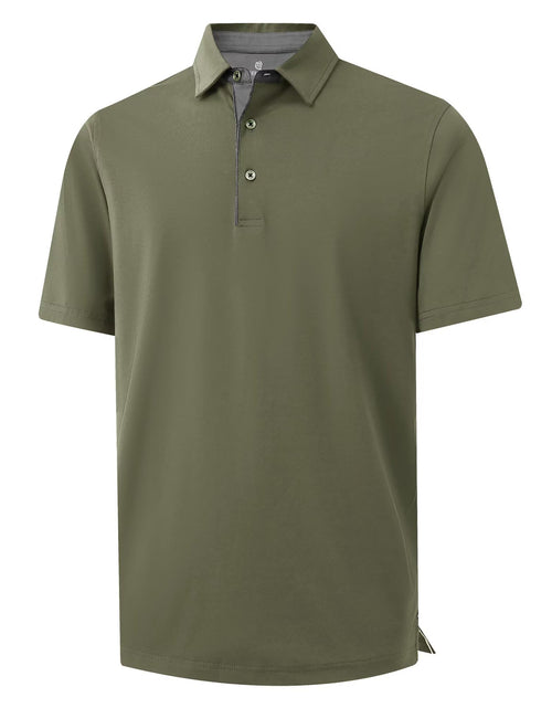 Load image into Gallery viewer, VEBOON Men's Short Sleeve Cotton Blend Polo Shirt Army Green Size XX-Large
