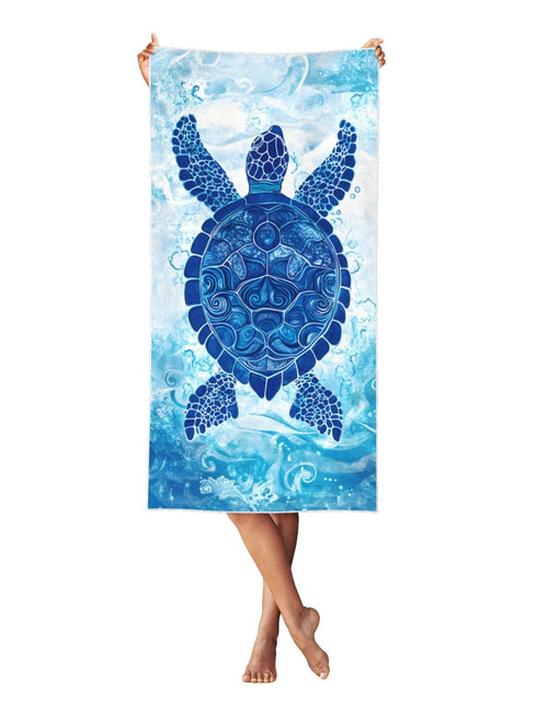 Load image into Gallery viewer, Lornarta Oversized Beach Towel 55x27in Sea Turtle Quick Dry Soft Polyester

