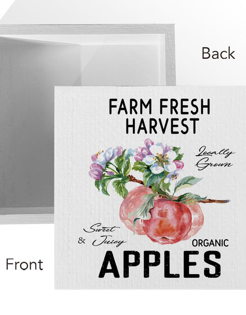 Load image into Gallery viewer, ENGVZ Apple Decor Wooden Box Sign Rustic Farmhouse Kitchen Bathroom 1x4x6in
