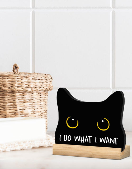 Load image into Gallery viewer, Black Cat Halloween Bathroom Decor Acrylic Funny Cat Sign Home Decor 8x12
