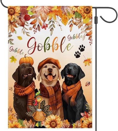 MEHOFOND Fall Happy Thanksgiving Garden Flag Double Sided 12x18in