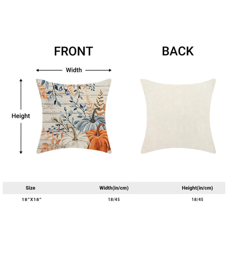 Yxuiyal Fall Pillow Covers 18x18 Set of 2 Blue Orange Pumpkin Leaves