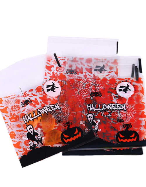 Load image into Gallery viewer, LUKYPORT Halloween Treat Bags 4x4in Self Adhesive Cellophane 100 PCS Orange
