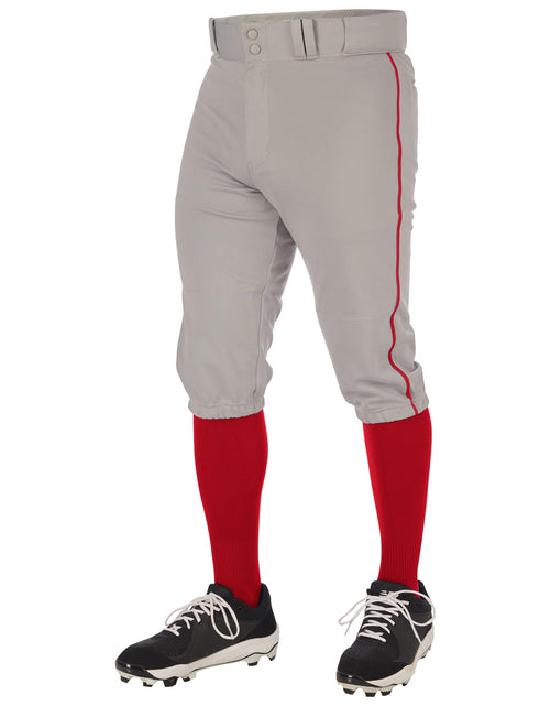 Load image into Gallery viewer, Champro Triple Crown 2.0 Baseball Knickers with Braid Grey Scarlet Size XL
