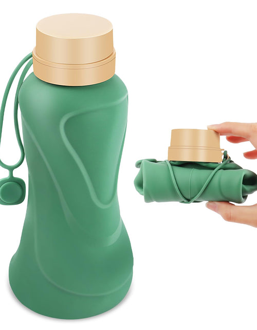 Load image into Gallery viewer, NAVTUE Collapsible Silicone Water Bottle 650ml Leak Proof Reusable Green
