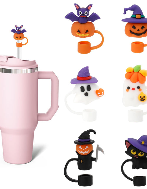 Load image into Gallery viewer, LmashRbaiw 6PCS Silicone Ghost Straw Toppers for Stanley Cups Halloween
