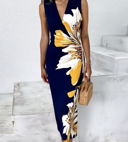 HVT Women's 2025 Summer Halter Neck Floral Print Maxi Dress XXL