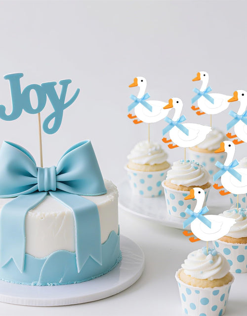 Load image into Gallery viewer, JDIYMI One Silly Goose Cupcake Topper Baby Shower Birthday Party 20pcs Blue
