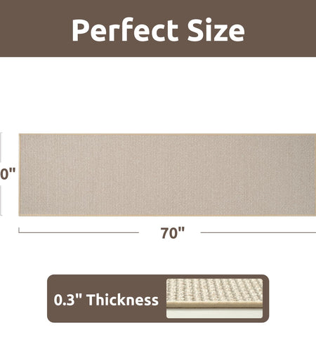 AMOAMI Kitchen Runner Rug 20x70 Non Slip Washable Absorbent Light Tan