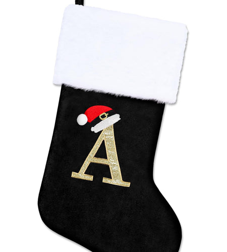 OLIKER 20in Monogram Christmas Stockings Red Velvet White Plush Cuffs Size M