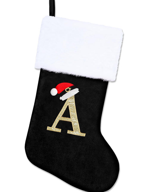 Load image into Gallery viewer, OLIKER 20in Monogram Christmas Stockings Red Velvet White Plush Cuffs Size M
