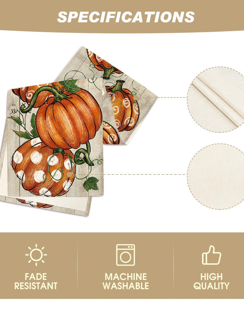 Load image into Gallery viewer, Artoid Mode Polka Dot Pumpkins Vine Wood Fall Table Runner 13x36 Inch
