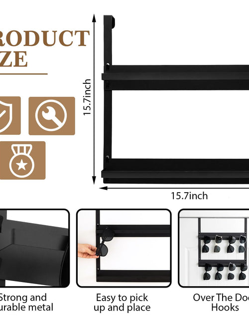 Load image into Gallery viewer, LemonRoad Over Door Sunglasses Organizer 2-Layer Metal Holder Black
