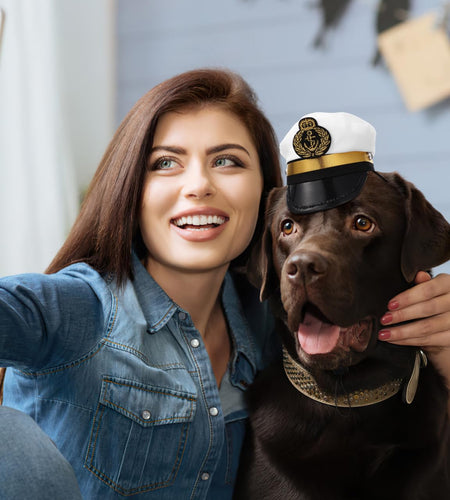 BESPORTBLE Small Dog Captain Sailor Hat Marine Admiral Costume Black