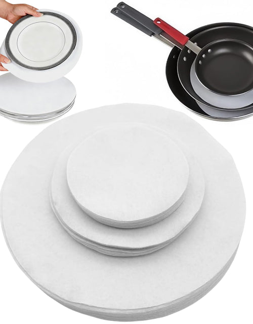 Load image into Gallery viewer, Ceramic Plate Separator Pads 36 Felt Protectors 10/6/4.5 Inch Washable Reusable
