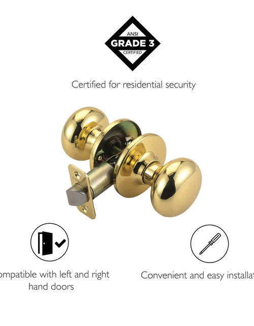 Load image into Gallery viewer, Design House Cambridge 2-Way Latch Passage Door Knob Polished Brass
