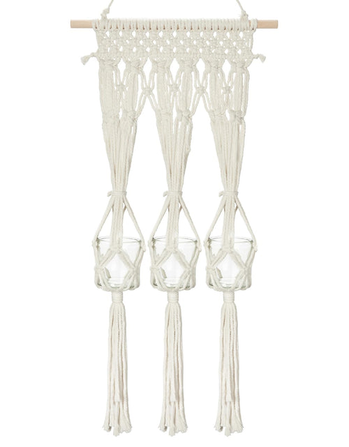Load image into Gallery viewer, Briful Macrame Wall Hanging Shelf Cream-White with 3 Glass Vases Boho Decor

