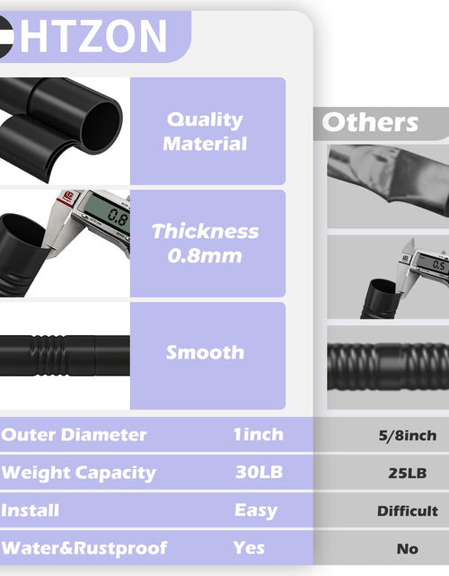Load image into Gallery viewer, HTZON Adjustable Tension Shower Curtain Rod 34-43in Black Heavy Duty Iron
