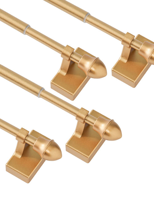 Load image into Gallery viewer, LaigenGanzi Magnetic Curtain Rods Adjustable 9-16in Gold 4 Pack

