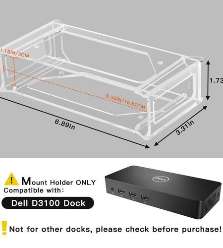 CaSZLUTION Docking Station Mount Clear for Dell D3100 Dock Holder