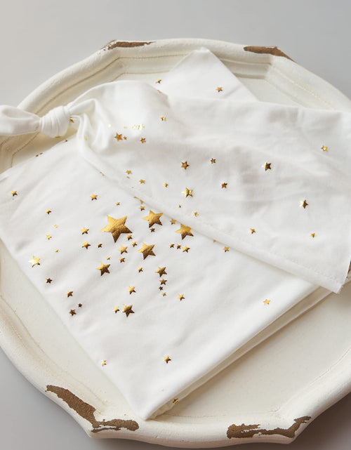 Load image into Gallery viewer, Zeroest Newborn Photography Wraps with Gold Stars Navy Size Crib
