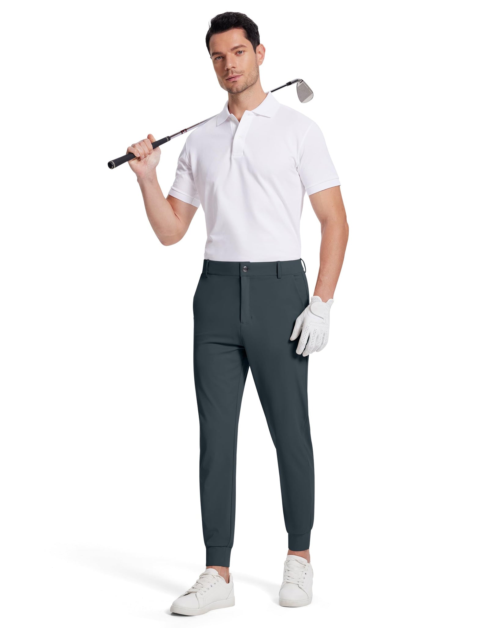 SERAMY Men's Golf Joggers Slim Fit Stretch Sweatpants Black Size L