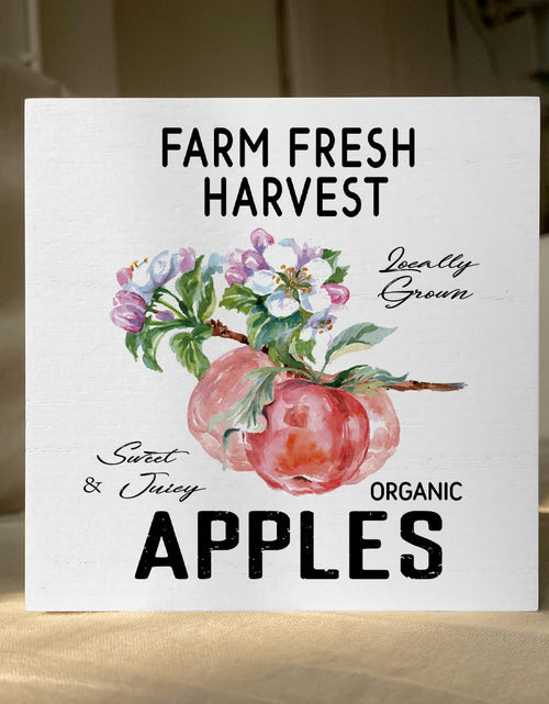 Load image into Gallery viewer, ENGVZ Apple Decor Wooden Box Sign Rustic Farmhouse Kitchen Bathroom 1x4x6in
