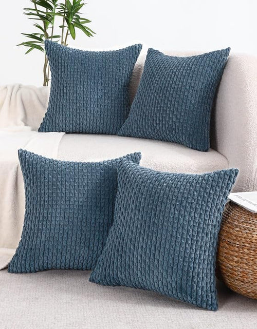 Load image into Gallery viewer, VAKADO Yellow Corduroy Couch Throw Pillow Covers 16x16 Set of 4
