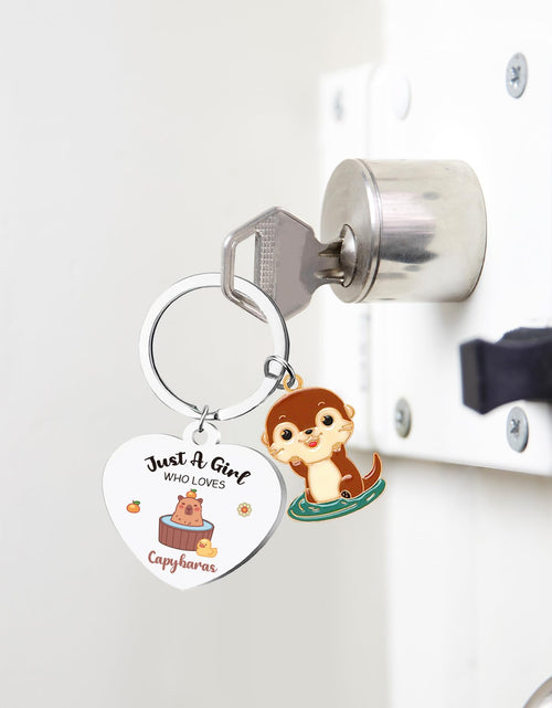 Load image into Gallery viewer, GiftoBi Capybara Animal Keychain Stainless Steel 3x3cm Silver B Unisex
