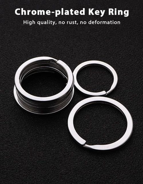 Load image into Gallery viewer, Biyrly Stainless Steel Round Keyrings 12 Pack Silver 28mm Flat Split Rings
