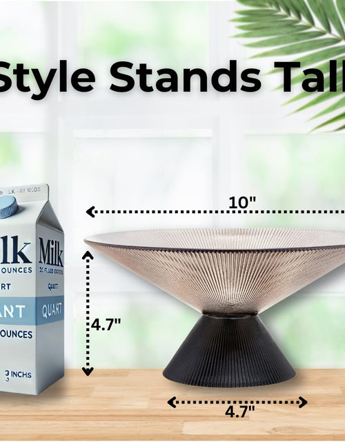 Load image into Gallery viewer, SPRINGBOW 10" Gray Tempered Glass Fruit Bowl Ripple Pedestal
