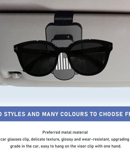 Load image into Gallery viewer, povtii Car Sun Visor Sunglasses Holder US Flag Gray Multi-Function Clip
