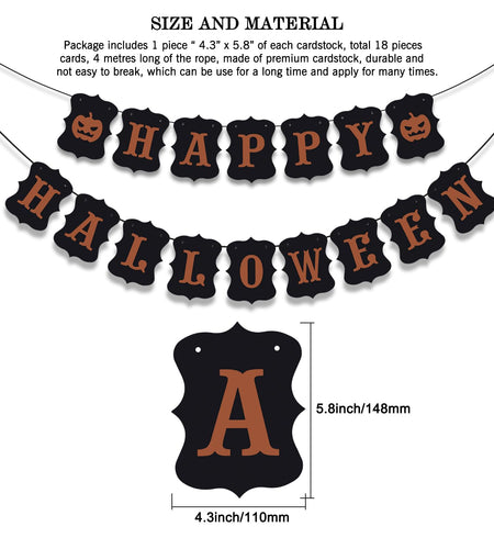 ERKOON Happy Halloween Banner Bunting Pumpkin Sign Wall Decor Party