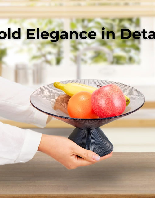 Load image into Gallery viewer, SPRINGBOW 10" Gray Tempered Glass Fruit Bowl Ripple Pedestal
