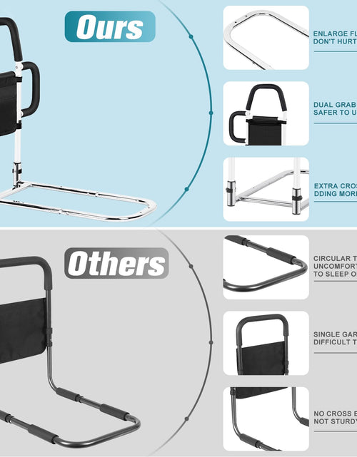 Load image into Gallery viewer, Okvpajdo Adjustable Bed Rail with 2Grab Bars Safety Guard Black White King Queen
