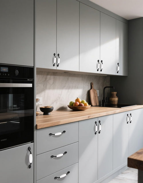 Load image into Gallery viewer, EZRENOVA 10 Pack Matte Black Cabinet Pulls 96mm Zinc Alloy Modern Style
