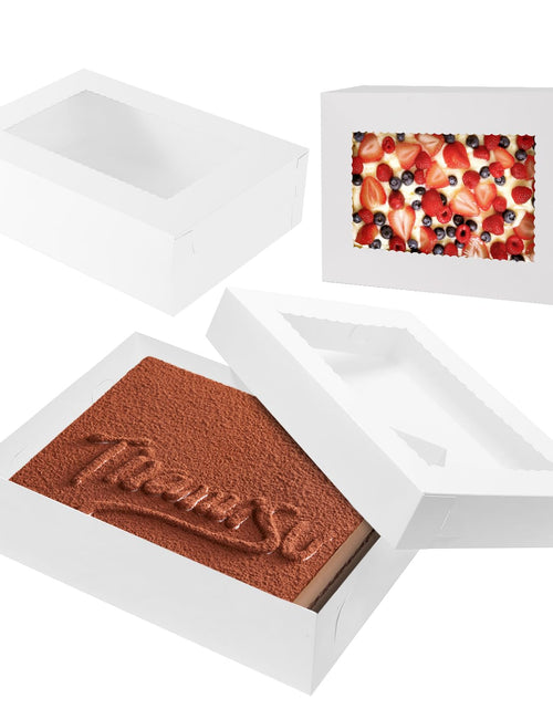 Load image into Gallery viewer, JCD 12pcs Cake Boxes 14x10x4in White Bakery Window Quarter Sheet
