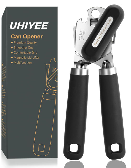 Load image into Gallery viewer, UHIYEE Manual Can Opener Heavy Duty Sharp Blade Soft Handle Black
