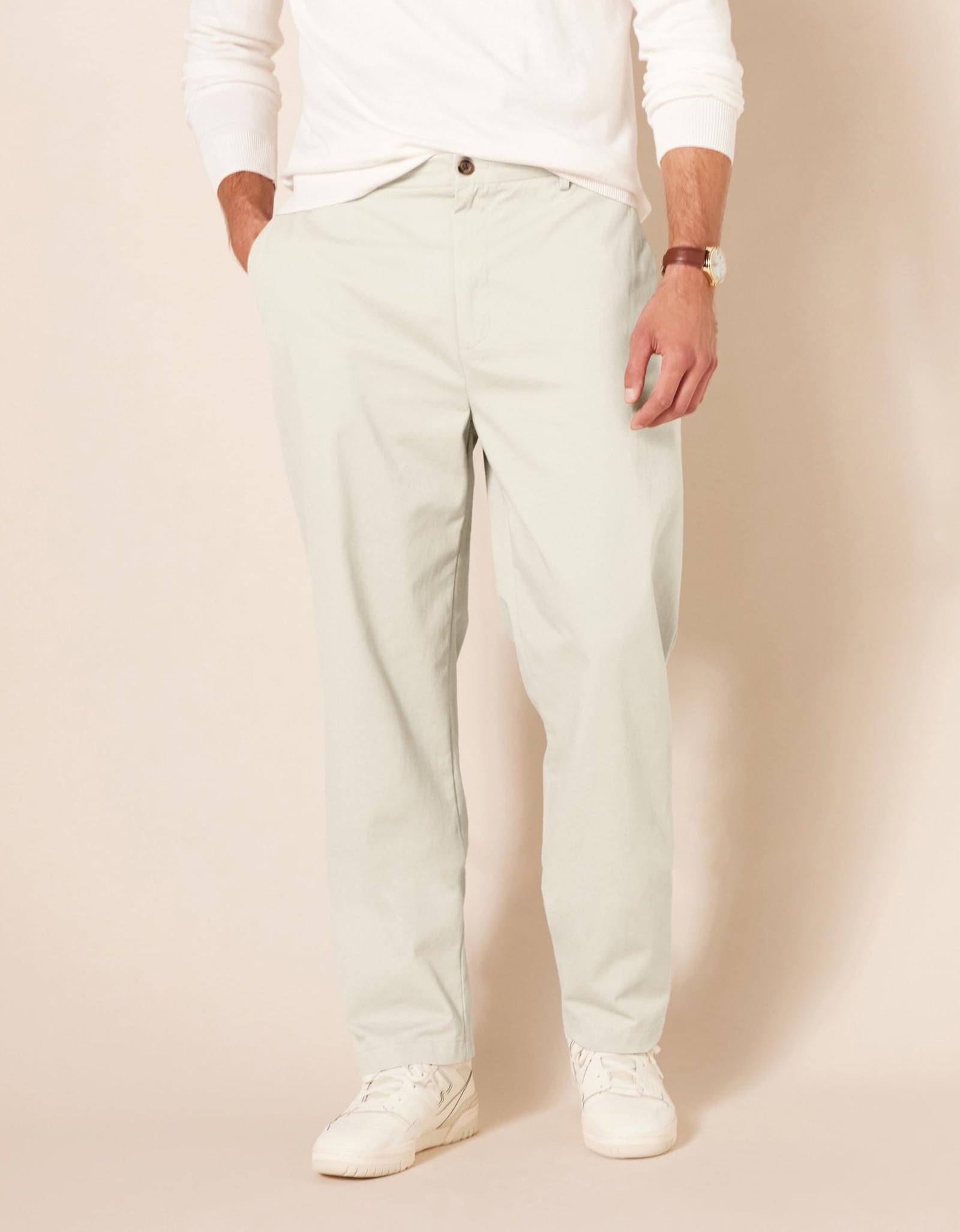 Amazon Essentials Men's Classic-Fit Flat-Front Chino Pant Stone Size 35x34