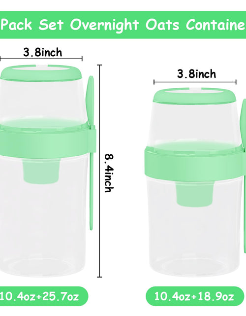 Load image into Gallery viewer, Kendyy 2 Pack Leak Proof Overnight Oats Container with Spoon Green
