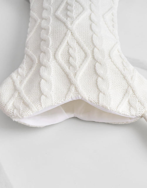 Load image into Gallery viewer, Mayler Yee Dog Christmas Stocking White Knit Bone Shape 16.7x9.6 Inch

