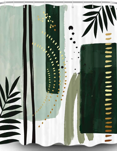 Load image into Gallery viewer, Torich Mid Century Boho Geometric Waterproof Shower Curtain 69x72 Green 12pc
