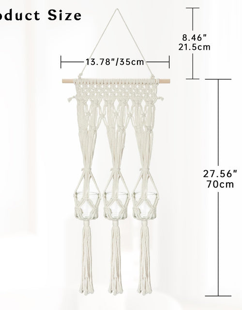 Load image into Gallery viewer, Briful Macrame Wall Hanging Shelf Cream-White with 3 Glass Vases Boho Decor
