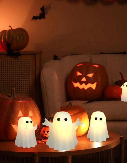 Load image into Gallery viewer, Nafhone Halloween Ghost Flameless LED Candles 4 Pack Real Wax White 8x7cm
