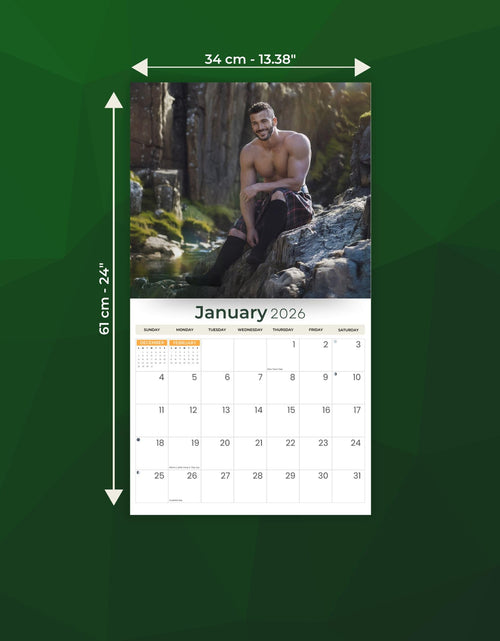 Load image into Gallery viewer, Just Calendars Men in Kilts 2026 Deluxe Wall Calendar 12x13.3 Large
